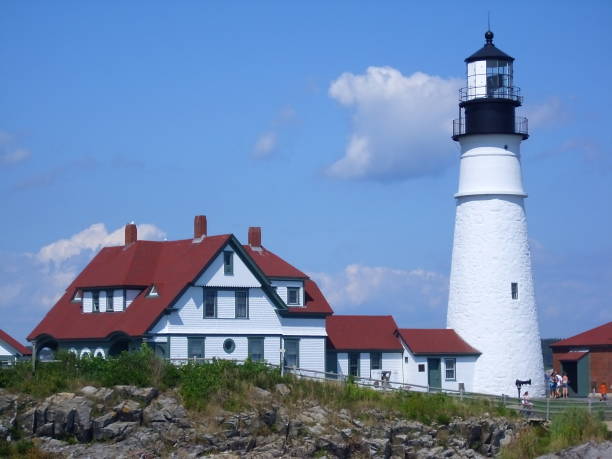 Landscape view of Portland Head Lighthouse in Maine, USA