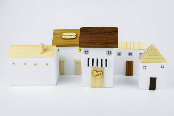istock Wooden Block Toy house on a white background. 2109901461