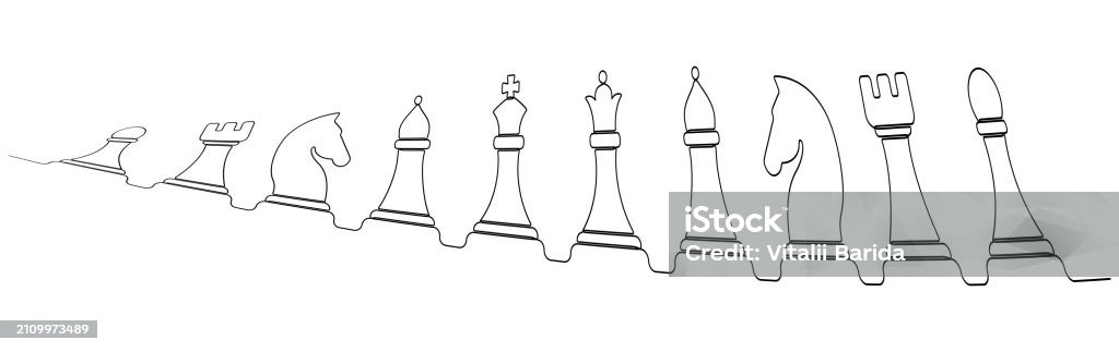 Line For Chess Chess Pieces Continuous One Line Drawn Stock Illustration - Download ...