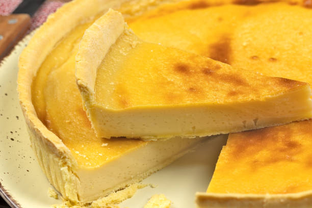 istock close-up of a flan on a table 2109983729