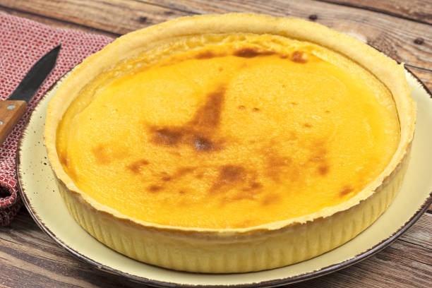 istock close-up of a flan on a table 2109983737