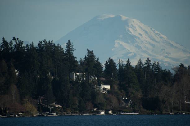 istock Looking at Ranier from Evergreen Floating Bridge, with Medina houses in front 2109984276