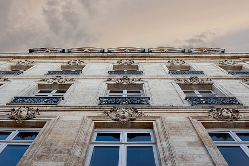 Facade of a classic mansion in France