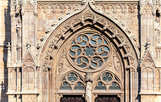 Hungary, Budapest, Matthias Church - detail of an entrance