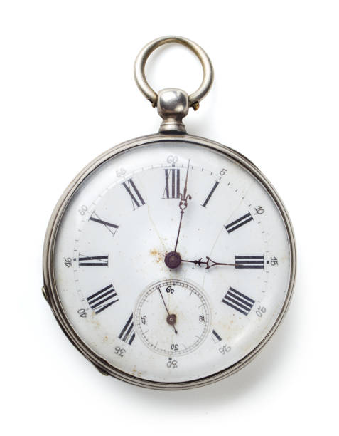 istock Silver antique pocket watch isolated on white background. Clipping path included 2110002841