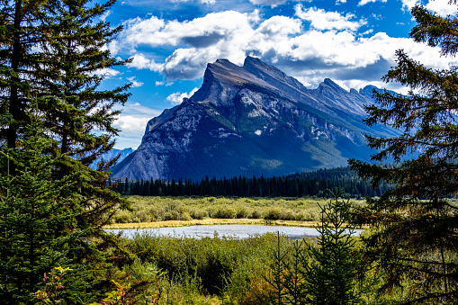 Rundle Mountain from Vermillion Lakes Banff National Parks Alberta canada