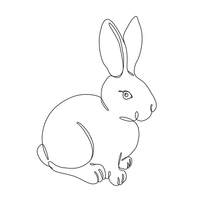 Continuous line drawing with editable stroke of cute bunny rabbit. This vector illustration has an editable stroke for easy editing.