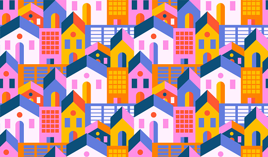 Flat abstract geometric city pattern