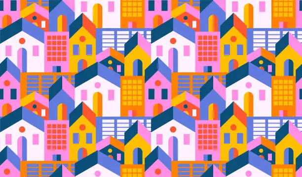 Vector illustration of Flat abstract geometric city pattern