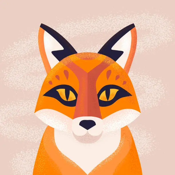 Vector illustration of Flat geometric portrait of a fox