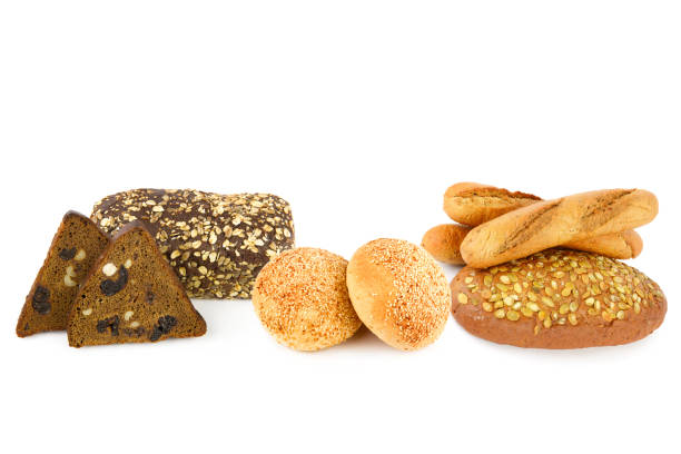 istock Baguette, Bread, Buns with sesame seeds isolated on a white. 2110134153