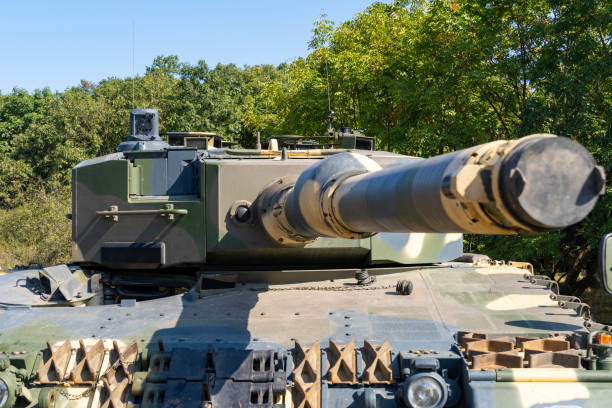 istock German-made Leopard 2A4 tank with camouflage paint 2110155370