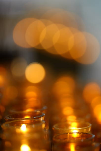 votive candles in a church