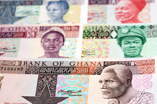 Old Ghanaian money - cedi a business background