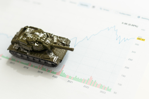 toy tank and dollars, army token. High quality photo