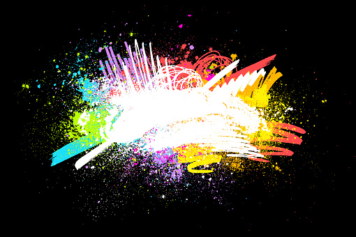 Bright colorful abstract Pride Festival rainbow colored grunge textured paint marks and on black background vector illustration