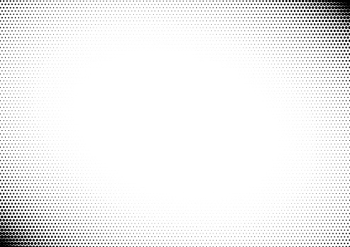 Black half tone comic gradient vignette border dots on white background vector illustration