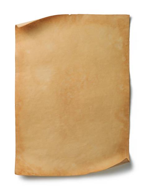istock Ancient paper scroll isolated on a white background. Old manuscript with torn edges 2110232330