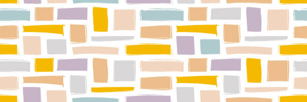 геометрический бесшовный узор нейтрального цвета со смелыми прямыми формами и прямоугольниками. нарисованный вручную фон баннера в стиле  - 7646 stock illustrations