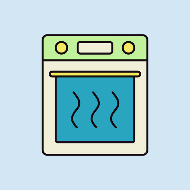 Electric oven vector kitchen icon Electric oven vector kitchen color icon. Graph symbol for cooking web site design, logo, app, UI oven door stock illustrations