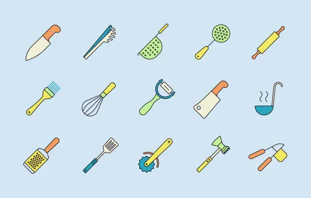 Vector illustration of Kitchenware and kitchen vector icon set