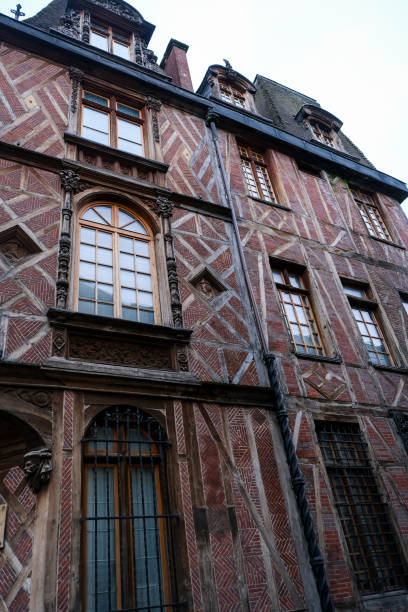 La Maison Des Vieux Logis medieval half timbered building in Rouen Rouen, France - 19.02.2024. La Maison Des Vieux Logis medieval half timbered building located at Place de la Rougemare in Rouen, Normandy, France rue du gros horloge photos stock pictures, royalty-free photos & images