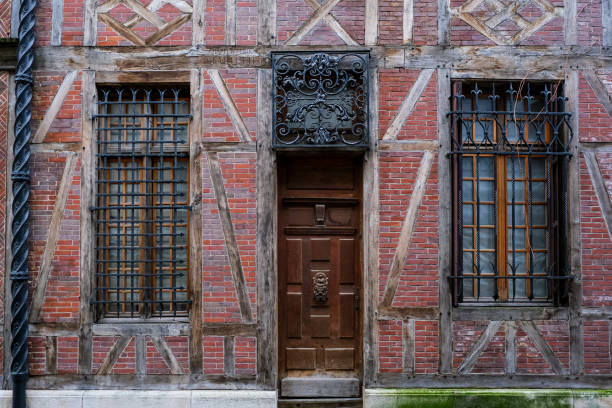 La Maison Des Vieux Logis medieval half timbered building in Rouen Rouen, France - 19.02.2024. La Maison Des Vieux Logis medieval half timbered building located at Place de la Rougemare in Rouen, Normandy, France rue du gros horloge photos stock pictures, royalty-free photos & images