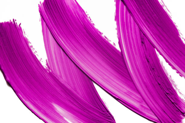 Lip gloss palette purple violet colour smudge sample isolated on white background