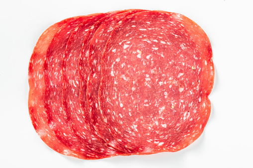 hungarian salami on the white background