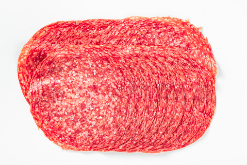 hungarian salami on the white background