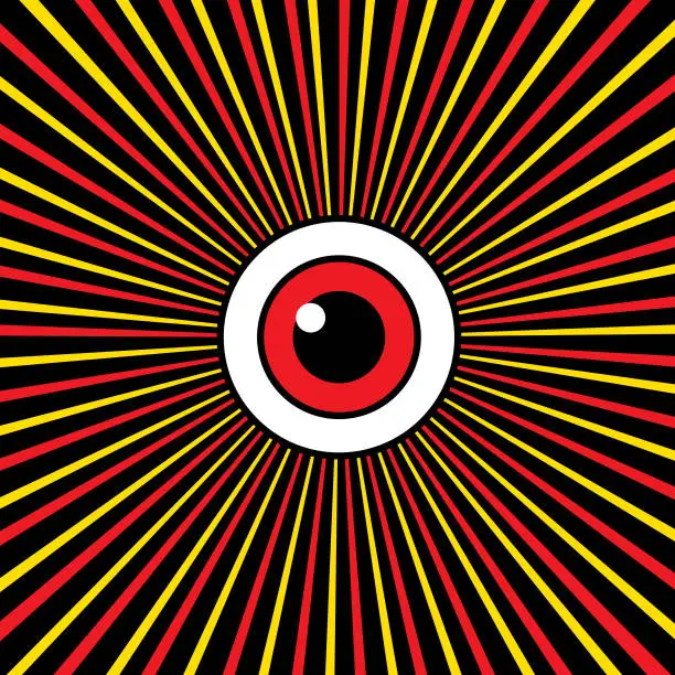 Vector illustration of Evil Red Eye Burst