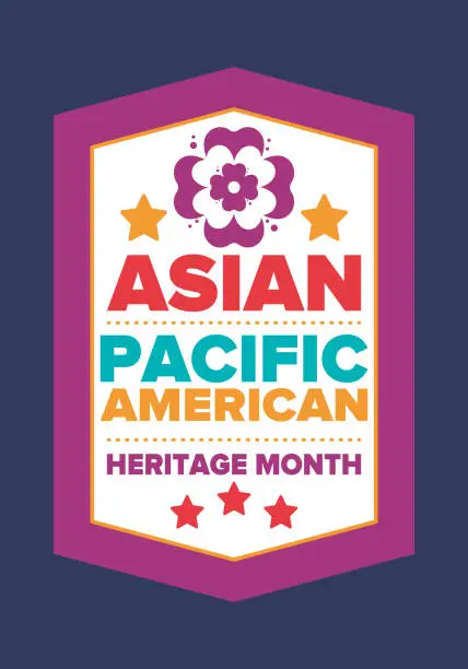 Vector illustration of Asian Pacific American Heritage Month. Celebrated in May. It celebrates the culture, traditions and history of Asian Americans and Pacific Islanders in the United States. Poster, card, banner. Vector