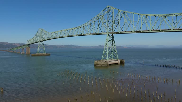 Astoria-Megler Bridge Astoria Oregon Washington Border Aerial Video 6