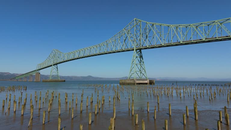 Astoria-Megler Bridge Astoria Oregon Washington Border Aerial Video 4