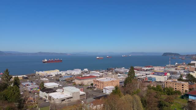 Astoria Oregon Coast Columbia River Town Drone Aerial Video 1