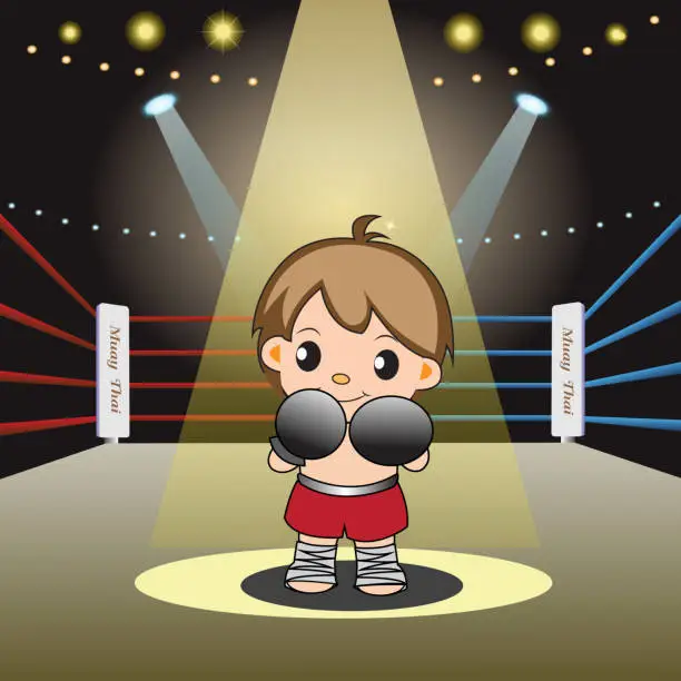 Vector illustration of Thai Boxing Cartoon