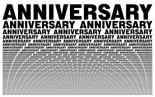Black and white background composed of big amount of anniversary decreased words. Booklet newspaper article typography for wallpaper usage. Vector illustration.