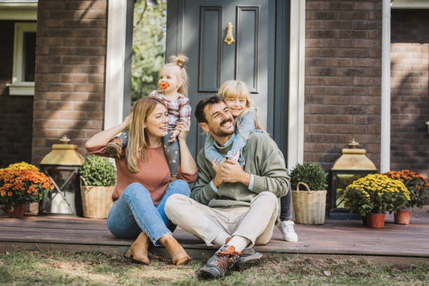 Young family enjoying in sunny day