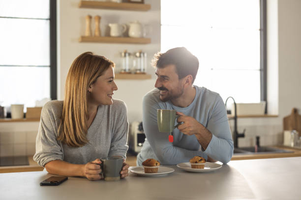 istock Cheerful couple enjoying in morning 2110510239