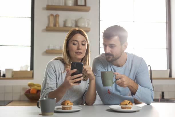 istock Cheerful couple enjoying in morning 2110510651