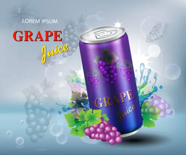 Vector illustration of canned grape juice