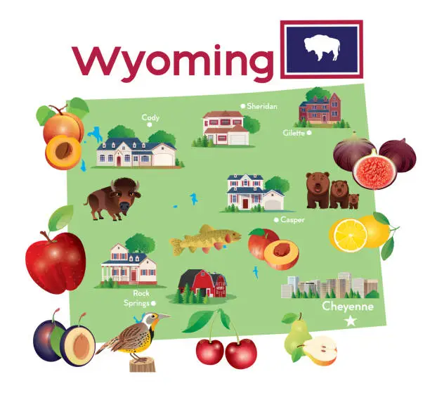 Vector illustration of Wyoming Map