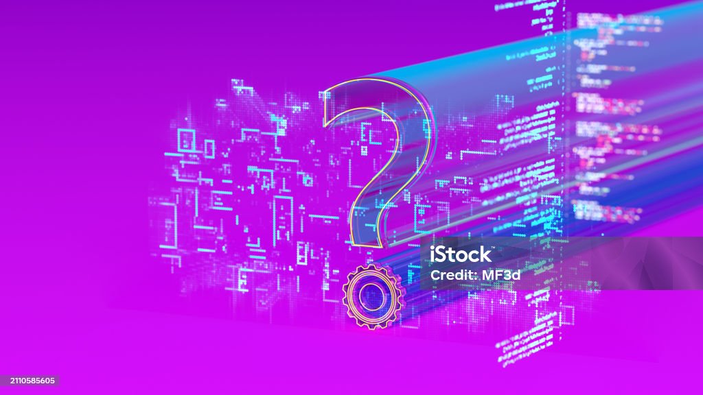 Question Mark Sign Data Concept With Program Code Stock Photo ...