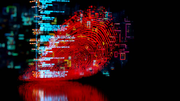conceito de identidade de pessoa com impressão digital e código - crime de computação - fotografias e filmes do acervo
