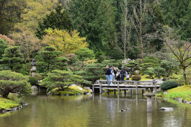 Moon Bridge in the Japanese Gardens in Spokane, Washington