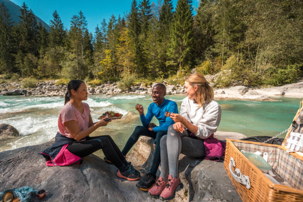 istock Diverse Group of Friends on Nature Hike by River 2110616697