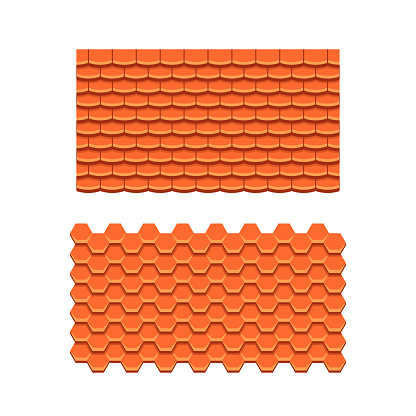 Terracotta Roof Tiles, Clay-based Roofing Materials Renowned For Their Durability, Thermal Insulation And Aesthetic Appeal, Used To Protect And Adorn Residential Buildings. Cartoon Vector Illustration
