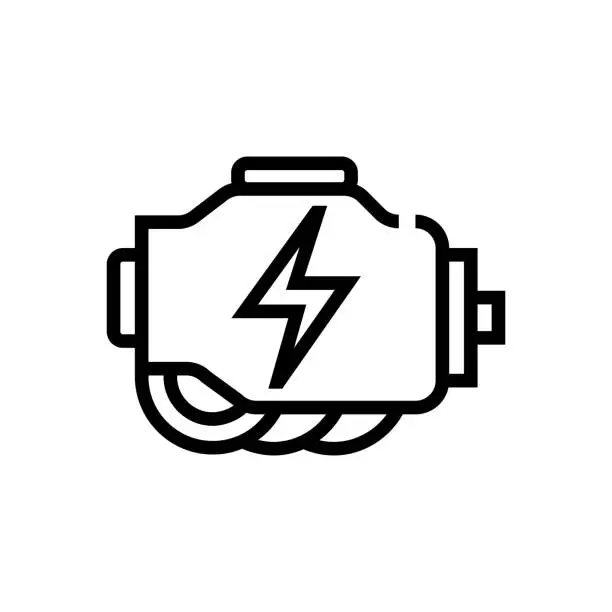 Vector illustration of Electric Engine Line Icon. Green Energy, Electric Motor, Electric Car.