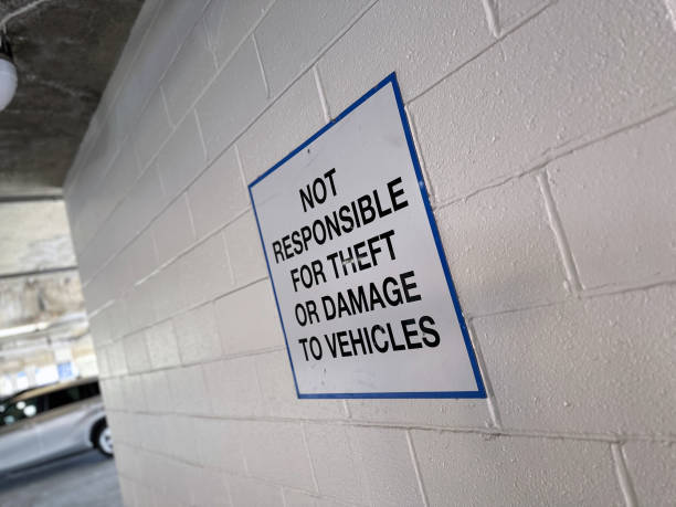 Parking Garage Valuables Warning Sign stock photo