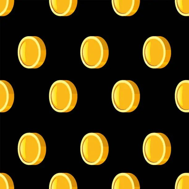 Vector illustration of Seamless pattern gold coins, background success concept